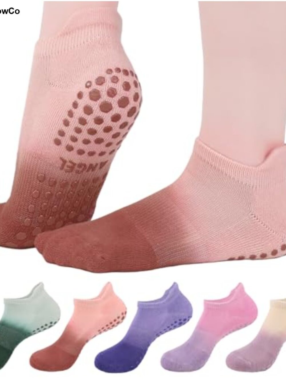 5 Pairs Womens Pilates Yoga Socks with Grips Low Cut Ankle Socks